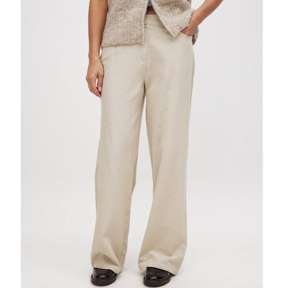 NA-KD Mid Waist Linen Mix Pants - Picture 3 of 15
